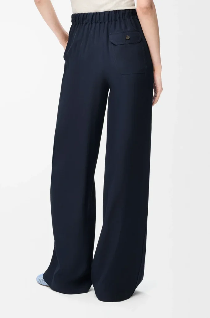 Pantalon de pyjama en soie bleu marine