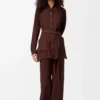 Pantalon de pyjama en soie Bordeaux