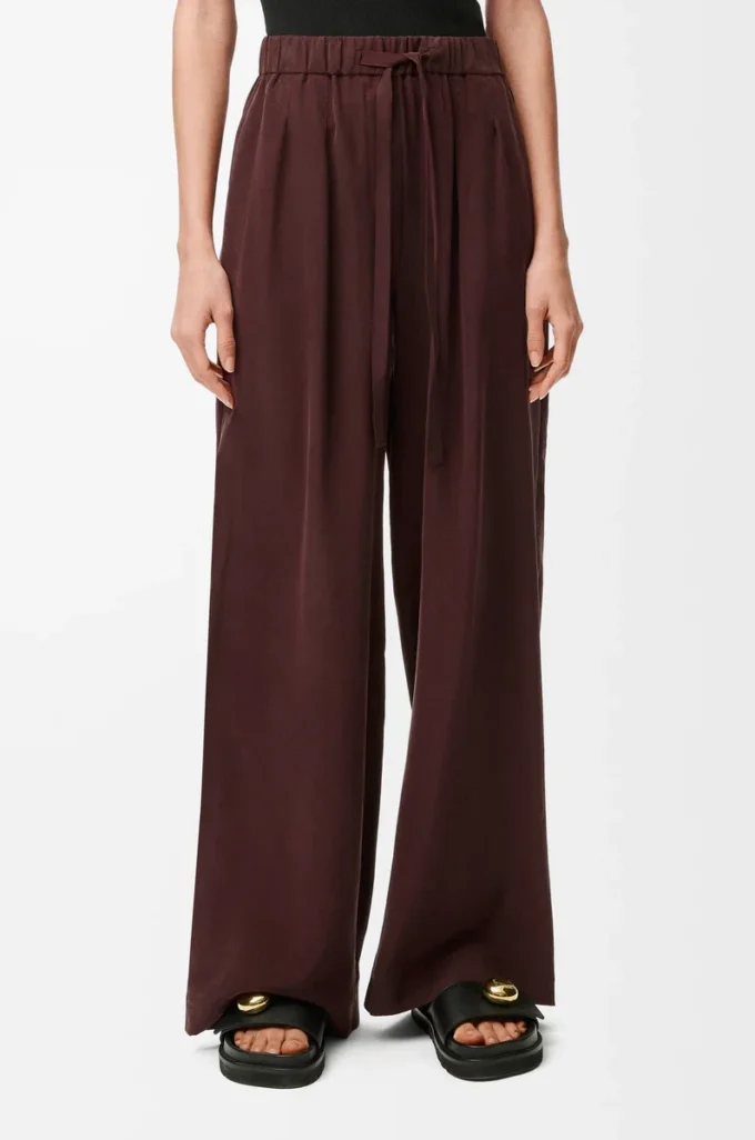Pantalon de pyjama en soie Bordeaux