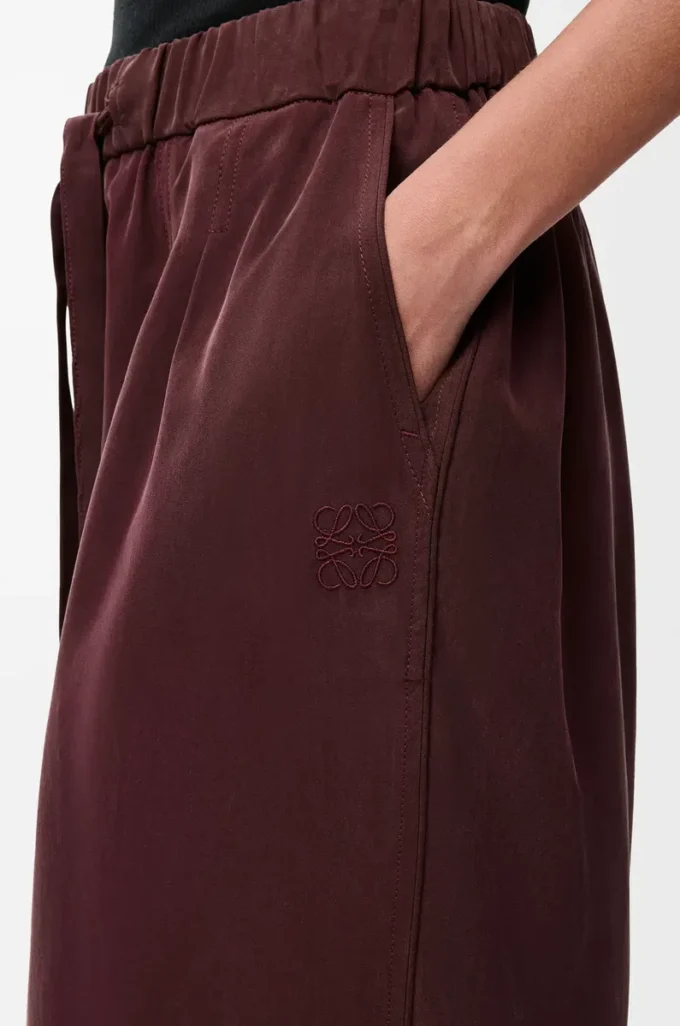 Pantalon de pyjama en soie Bordeaux