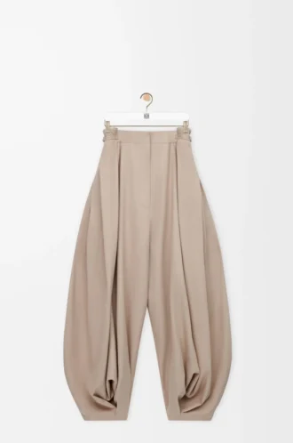 Pantalon drapé en coton et soie Beige