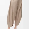 Pantalon drapé en coton et soie Beige