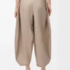 Pantalon drapé en coton et soie Beige