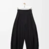 Pantalon drapé en coton et soie Noir
