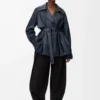Pantalon drapé en coton et soie Noir