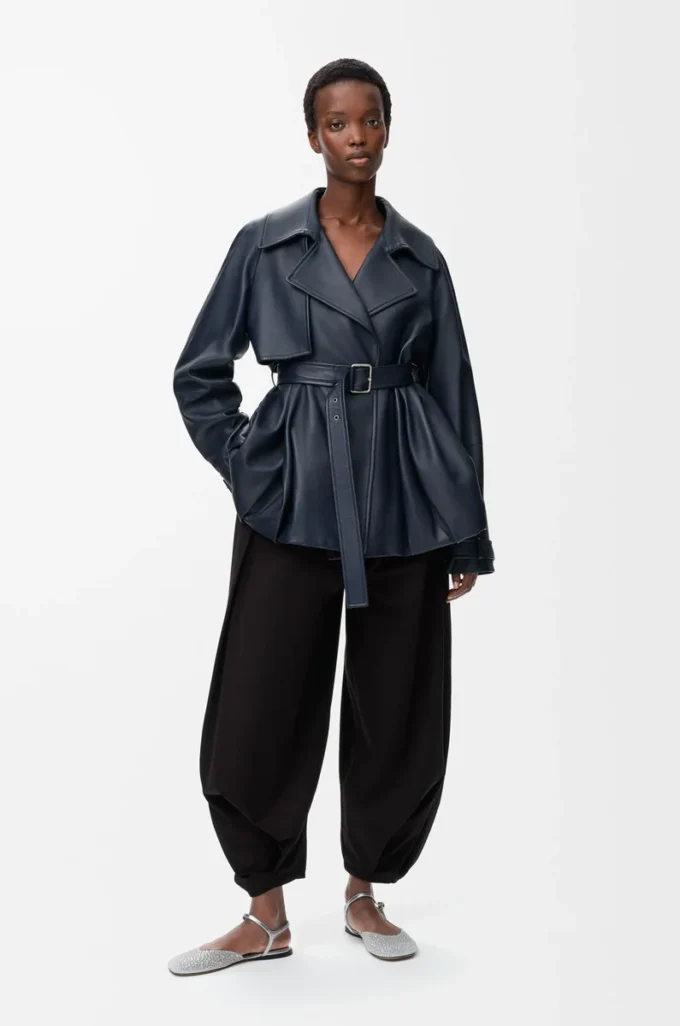 Pantalon drapé en coton et soie Noir