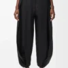 Pantalon drapé en coton et soie Noir