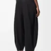 Pantalon drapé en coton et soie Noir