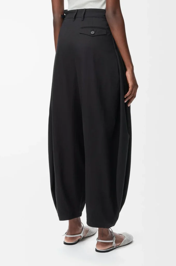 Pantalon drapé en coton et soie Noir