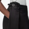 Pantalon drapé en coton et soie Noir