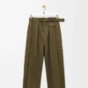 Pantalon en coton et soie vert kaki