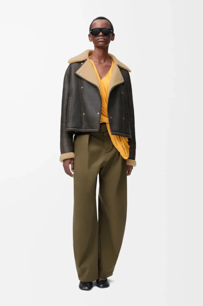 Pantalon en coton et soie vert kaki