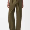 Pantalon en coton et soie vert kaki