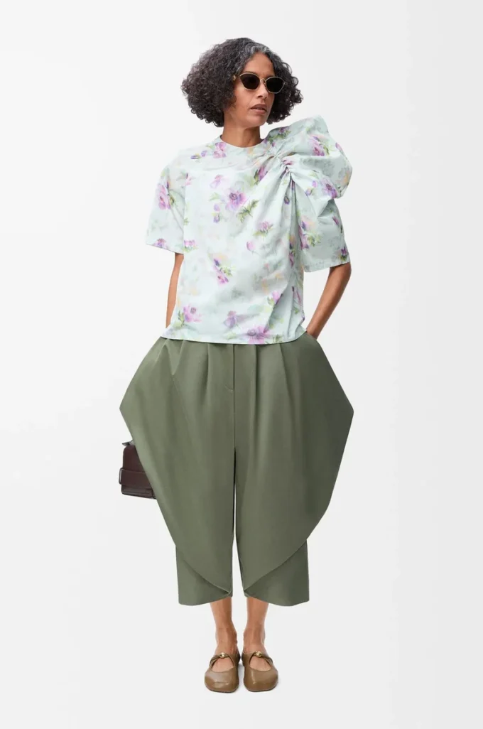 Pantalon en coton vert kaki