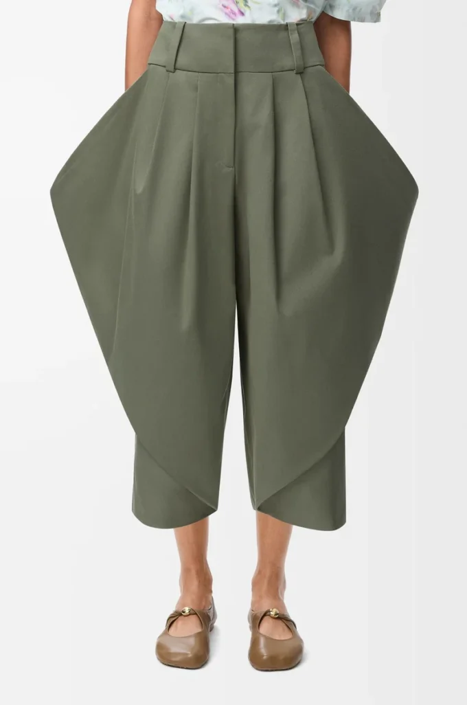 Pantalon en coton vert kaki