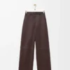 Pantalon en cuir d&rsquo;agneau nappa marron chocolat
