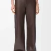 Pantalon en cuir d&rsquo;agneau nappa marron chocolat