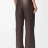 Pantalon en cuir d&rsquo;agneau nappa marron chocolat