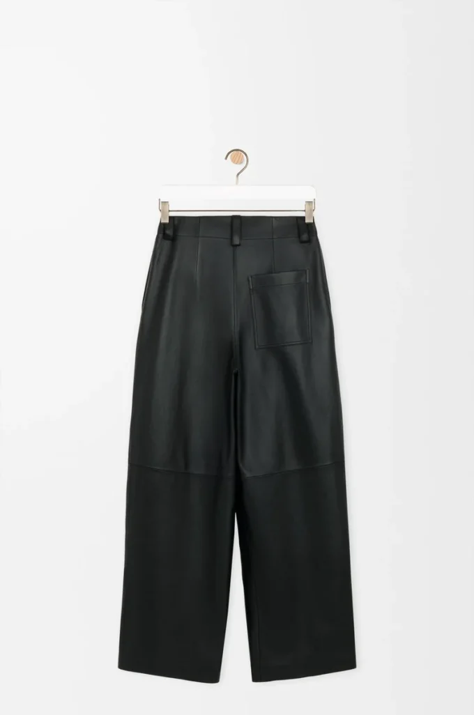 Pantalon en cuir d&rsquo;agneau nappa noir