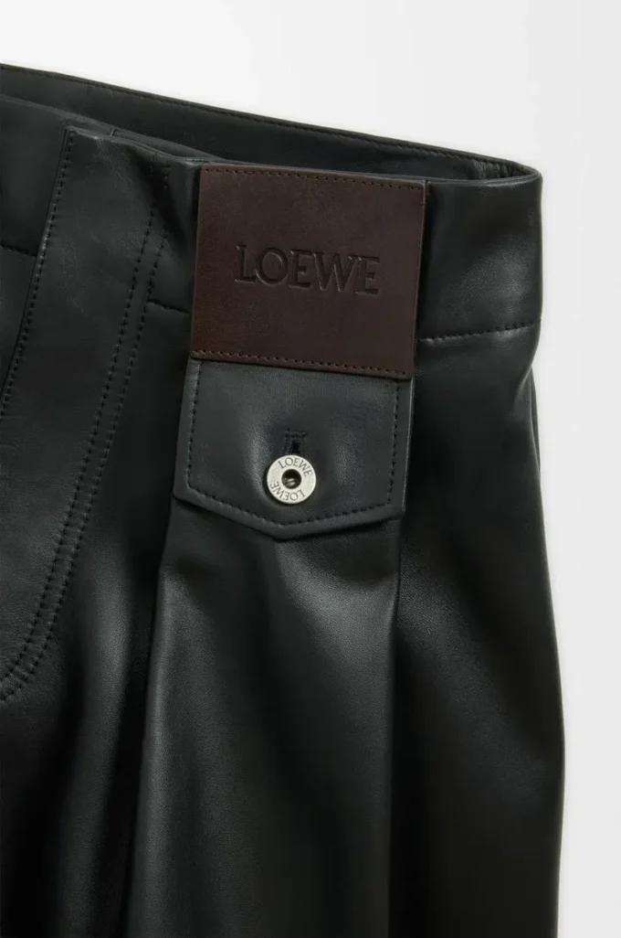 Pantalon en cuir d&rsquo;agneau nappa noir