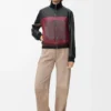 Pantalon en cuir de chèvre suédé beige foncé