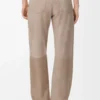 Pantalon en cuir de chèvre suédé beige foncé