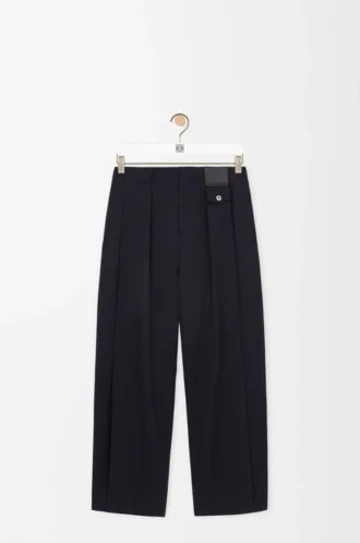 Pantalon en laine bleu marine foncé