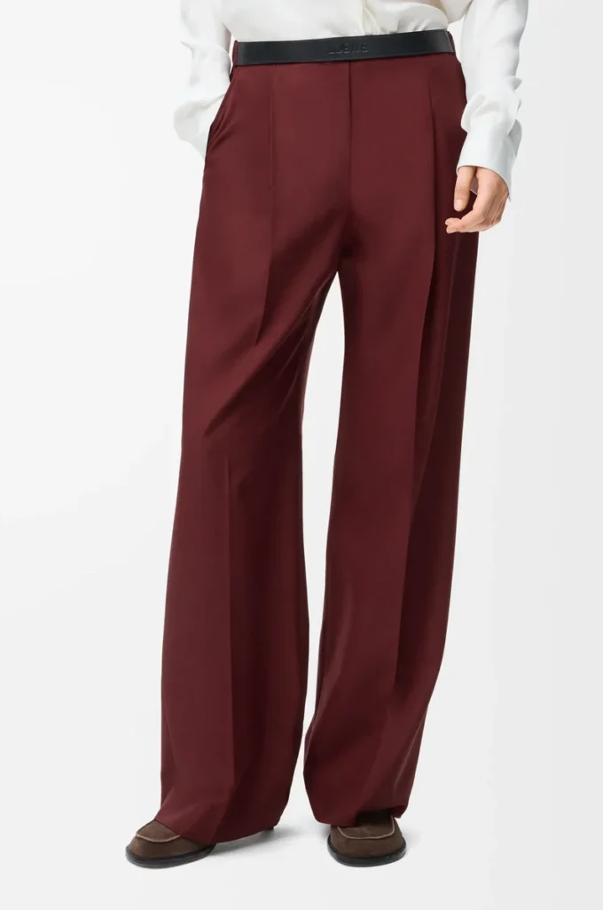 Pantalon en laine bordeaux