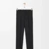 Pantalon en laine et soie Noir