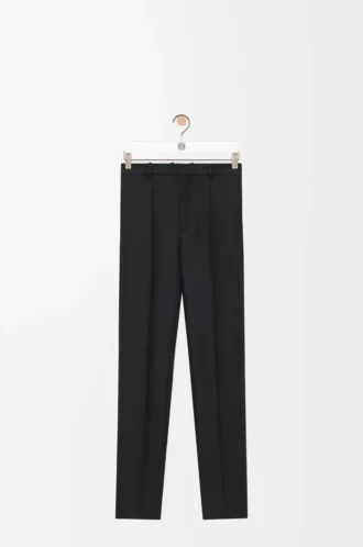 Pantalon en laine et soie Noir