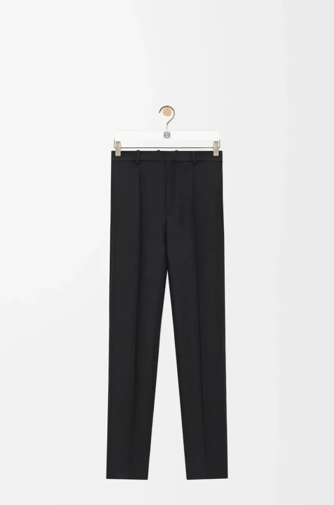 Pantalon en laine et soie Noir
