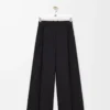 Pantalon en laine et soie Noir