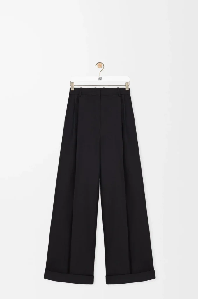 Pantalon en laine et soie Noir
