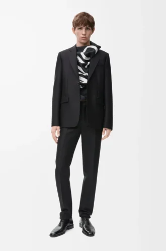 Pantalon en laine et soie Noir