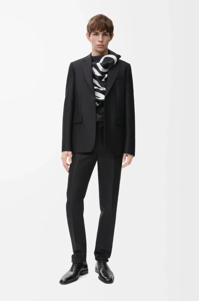 Pantalon en laine et soie Noir