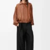 Pantalon en laine et soie Noir