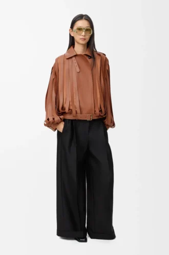 Pantalon en laine et soie Noir