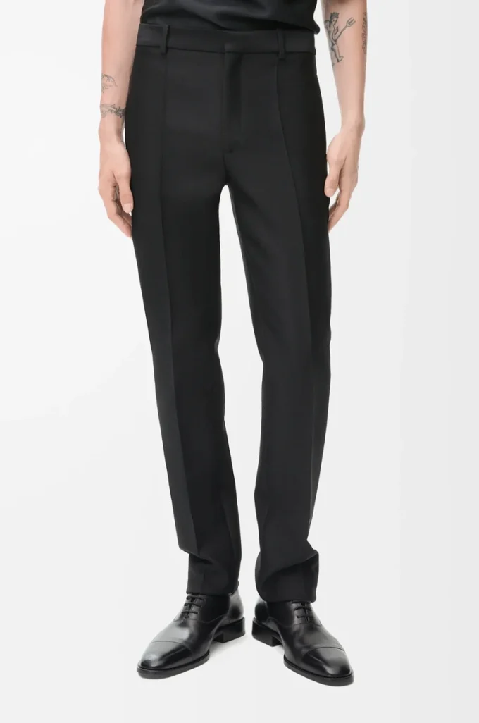 Pantalon en laine et soie Noir