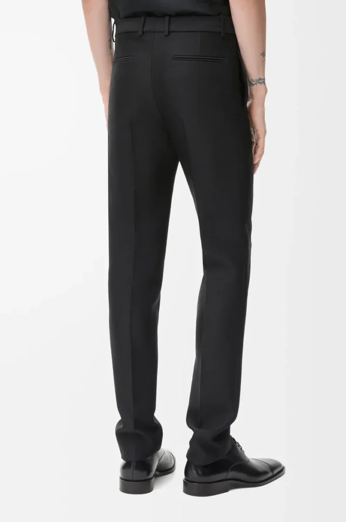 Pantalon en laine et soie Noir