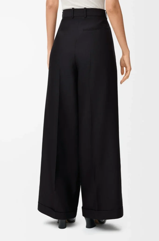 Pantalon en laine et soie Noir