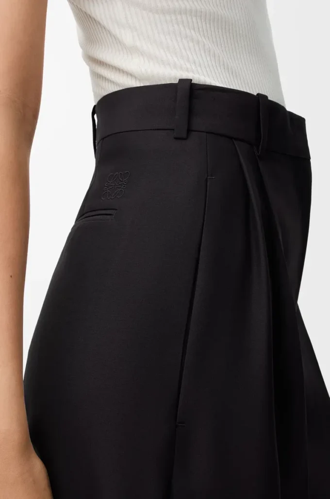 Pantalon en laine et soie Noir