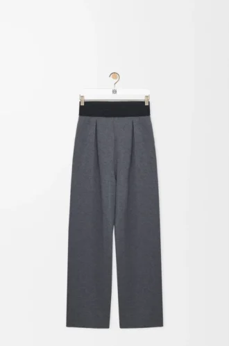 Pantalon en laine gris chiné