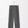Pantalon en laine mélangée gris chiné