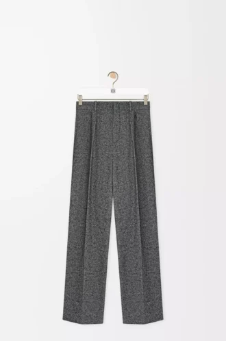 Pantalon en laine mélangée gris chiné