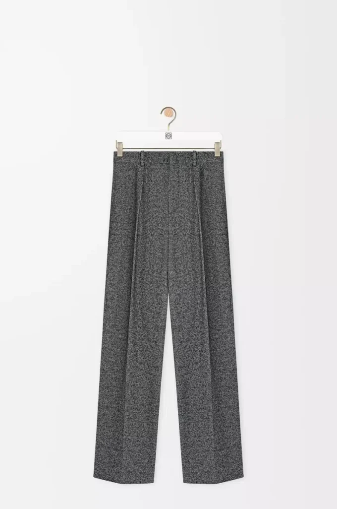 Pantalon en laine mélangée gris chiné