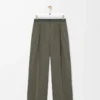 Pantalon en laine vert kaki