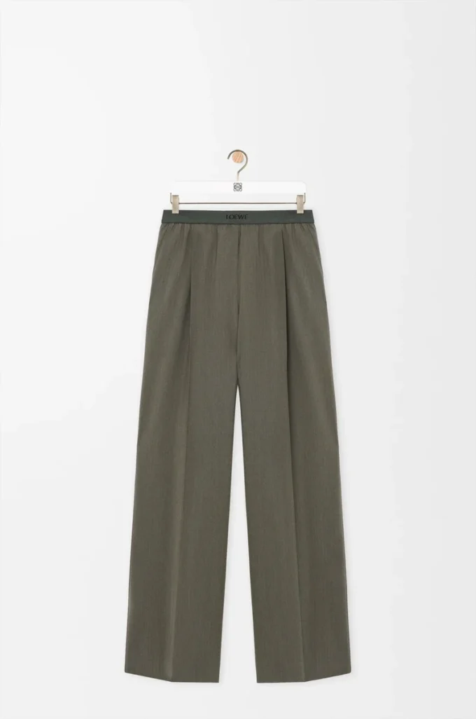 Pantalon en laine vert kaki