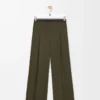 Pantalon en laine vert kaki