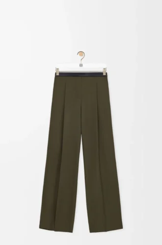 Pantalon en laine vert kaki