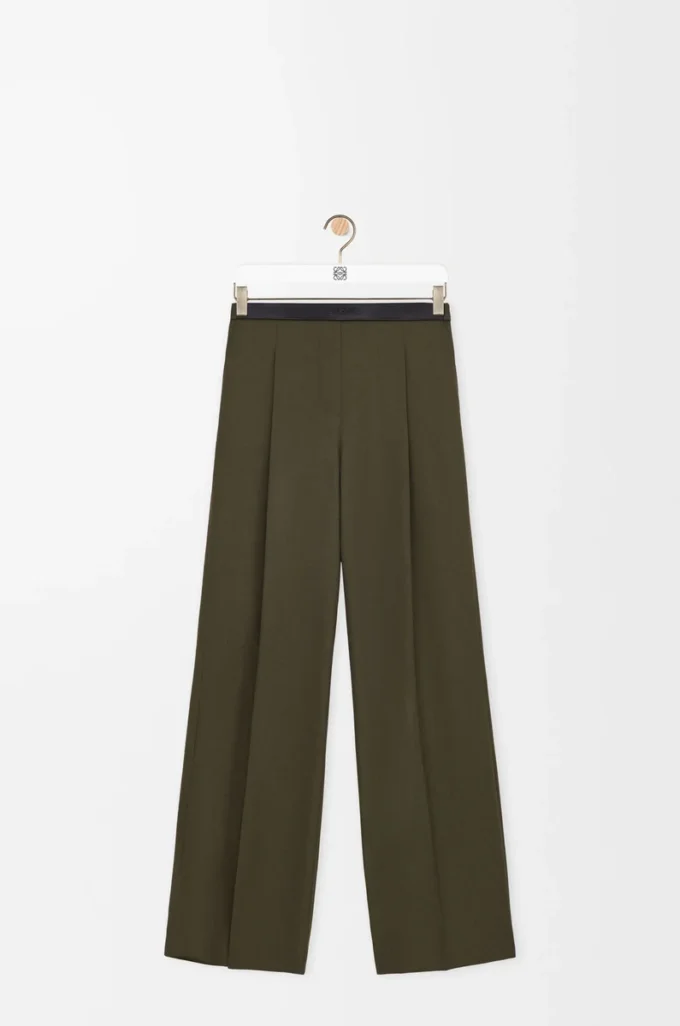 Pantalon en laine vert kaki